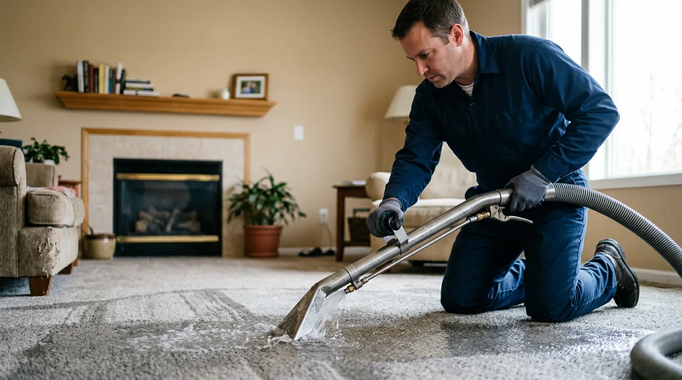 Water damage restoration technician working near Maunie, IL